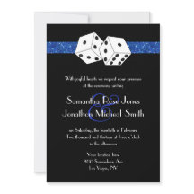 Las Vegas Weding Dice Royal Blue Faux Glitter