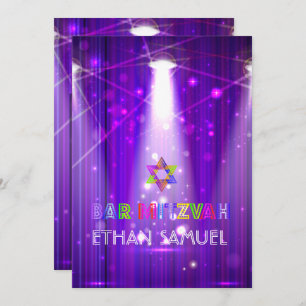 Convite Laser PixDezines /neon luzes bar mitzvah