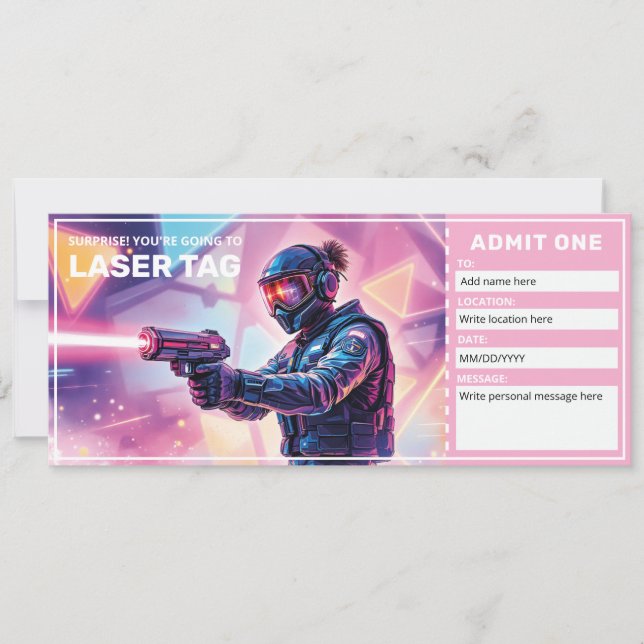 Convite Laser Tag Gift Certificate  (Frente)