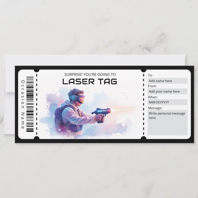 Convite Laser Tag Ticket  (Frente)