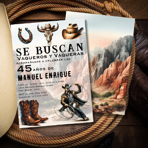 Convite Lasso Vaquero, cowboy ocidental espanhol 45º anive