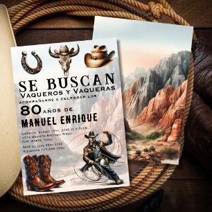 Convite Lasso Vaquero Espanhol Ocidental Cowboy 80º Aniver