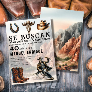 Convite Lasso Vaquero Espanhol Western Cowboy 40º Aniversá