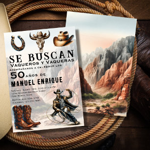 Convite Lasso Vaquero Espanhol Western Cowboy 50º Aniversá