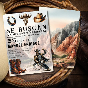 Convite Lasso Vaquero Espanhol Western Cowboy 55º Aniversá