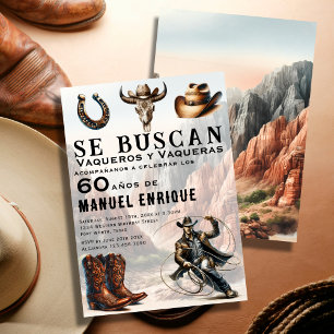 Convite Lasso Vaquero Espanhol Western Cowboy 60º Aniversá