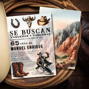 Convite Lasso Vaquero Espanhol Western Cowboy 65º Aniversá
