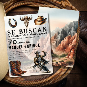 Convite Lasso Vaquero Espanhol Western Cowboy 70º Aniversá