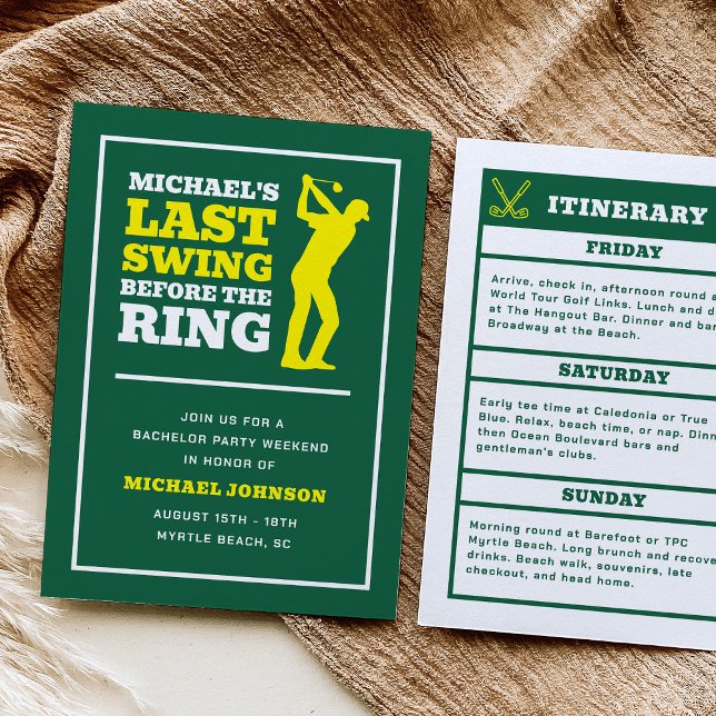 Convite Last Swing Before the Ring Bachelor Party Invite (Criador carregado)