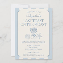 Convite Last Toast on the Coast Bachelorette Itinerary and