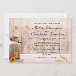 Convite Lata de leite russa com Casamento de Trigo e Flore