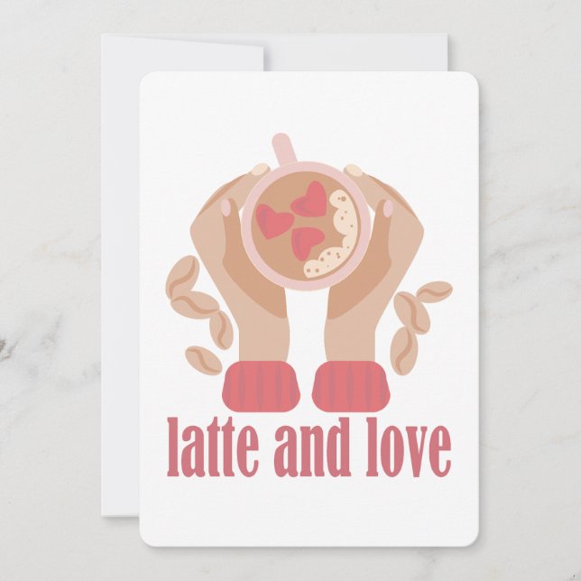 Convite Latão e xícara de amor, mãos e café, citação de ca (Frente)
