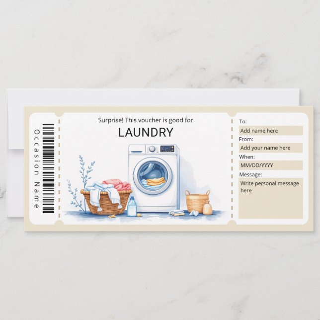 Convite Laundry Gift Certificate  (Frente)