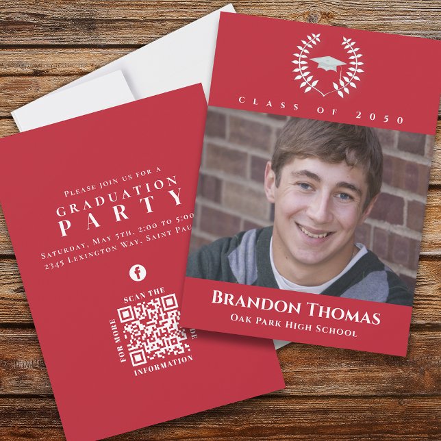 Convite Laureado com Foto Clássica de Graduação - Laurel R (Criador carregado)