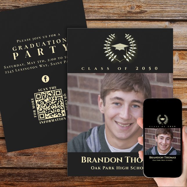 Convite Laurel Clássico de Graduação com Foto Laurel Doura (Criador carregado)