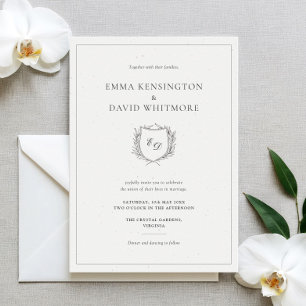 Convite Laurel Wreath & Crest Casamento Elegante Minimalis