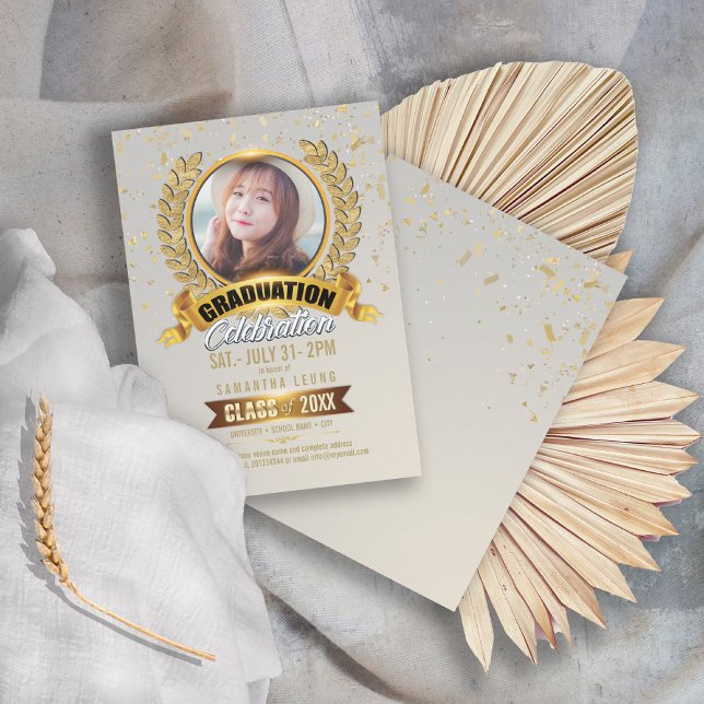Convite Laurel Wreath Graduation Photo ID833 (Criador carregado)