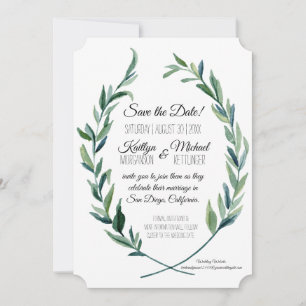 Convite Laurel Wreath Olive Foliage Foto para salvar a dat