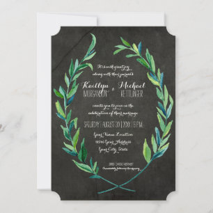 Convite Laurel Wreath Olive Leaf Branch Modern