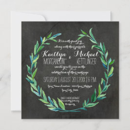Convite Laurel Wreath Olive Leaf Branch Square