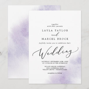 Convite Lavagem de Aquarela  Casamento de púrpura