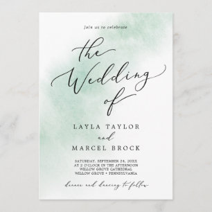 Convite Lavagem de Aquarela   Verde O Casamento De
