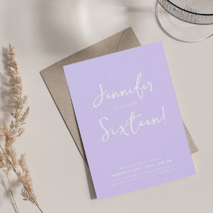 Convite Lavanda 16 Mínima de Script Moderno Elegante