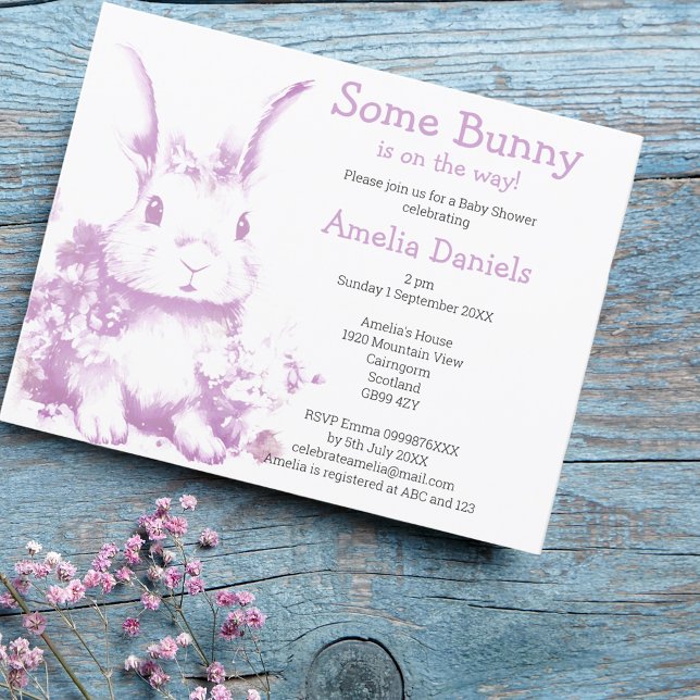 Convite Lavanda Alguns coelhos estão vindo Chá de fraldas (Some bunny is coming! supper cute baby shower invites 🐇💕🐇)