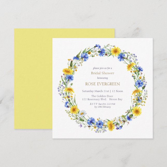 Convite Lavanda Amarela Azul Fumaça Selvagem (Frente/Verso)