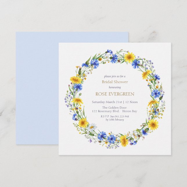 Convite Lavanda Amarela Azul Fumaça Selvagem (Frente/Verso)