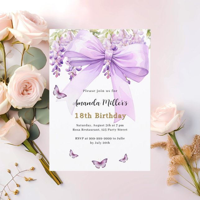 Convite Lavanda arco floral borboletas aniversário (Criador carregado)