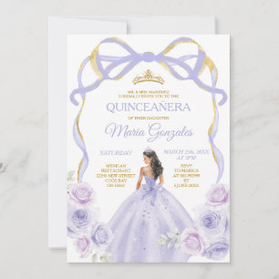 Convite Lavanda Arco Roxo Princesa Dourada Quinceañera