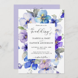 Convite Lavanda Azul Floral Tudo Em 1 Casamento De Código