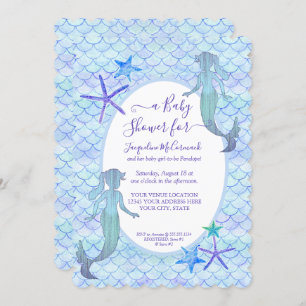 Convite Lavanda Azul Sereia Água Chá