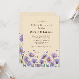 Convite Lavanda Bloom Watercolor Flores Selvagens Casament