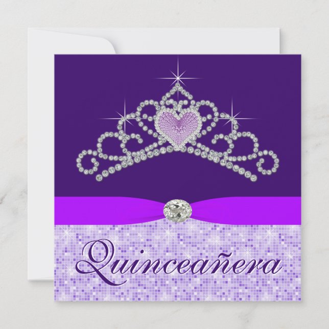 Convite Lavanda bonito Quincenera Roxo (Frente)
