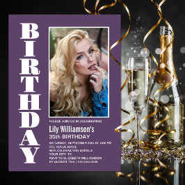 Convite Lavanda Branca de Foto Moderna qualquer Idade