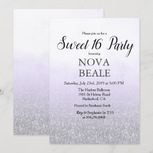 Convite Lavanda Brilhante Festa Sweet 16