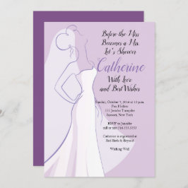 Convite Lavanda Chá de panela de vestido branco roxo