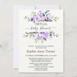 Convite Lavanda charmosa flui o Chá de fraldas virtual