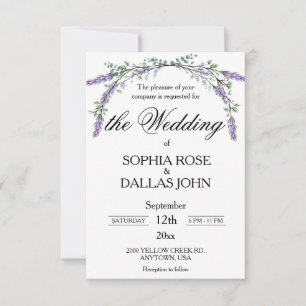 Convite Lavanda chic Elegante Script de Aquarela Eucalyptu