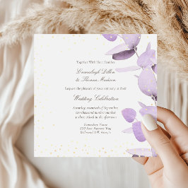 Convite Lavanda Clássica Eucalyptus Glitter Wedding Invita
