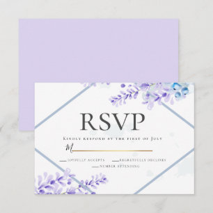 Convite Lavanda da aguarela de RSVP   - floral azul