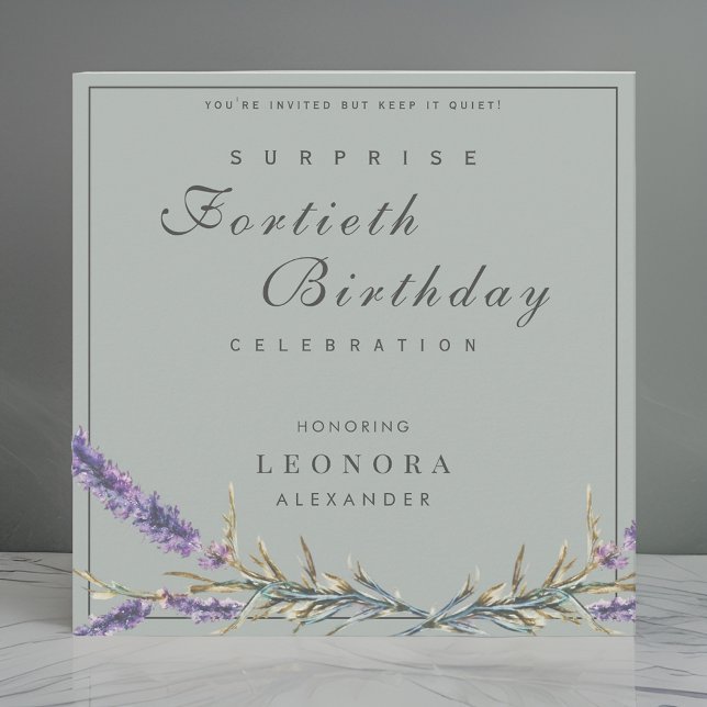 Convite Lavanda d'água QUALQUER Festa de aniversário surpr (Criador carregado)