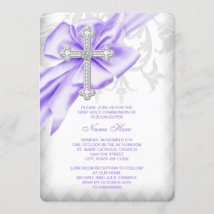 Convite Lavanda Damask Cross First Community