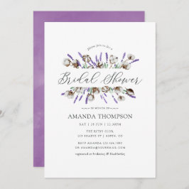 Convite Lavanda de Algodão de Aquarela Chá de panela