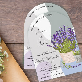 Convite Lavanda de Aquarela Bonita Tranca em Casamento de 