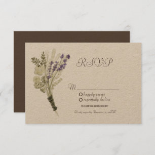 Convite Lavanda de aquarelas Rustic Botany Kraft RSVP