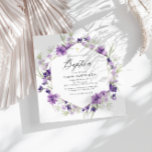 Convite lavanda de batismo floral<br><div class="desc">bela lavanda de imagens florais de cor d'água design. O texto e a redação, bem como outras características deste design, podem ser personalizados.</div>