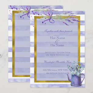 Convite Lavanda de Casamento com Flor Roxo